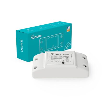 Sonoff Basic R2 (Upgrade) with RED Load ON LED, Blue Wi-Fi LED & Flame, Resistant PC Material, Wi-Fi Smart Switch, Works with eWeLink, Alexa, Google Home