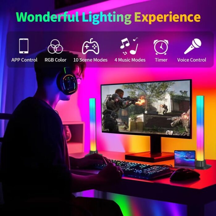 CANMEIJIA RGB Light Bars, Smart Light Bar 2PCS 30CM 16 Million Colors, APP Control and Voice Control, Timer, Scene and Music Modes, for Gaming PC Bedroom Accessories Computer Case,Party - Image 2