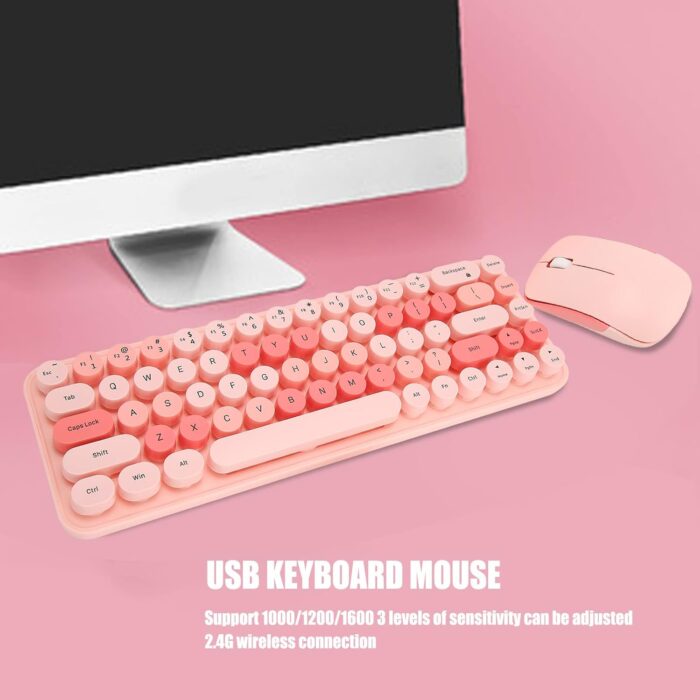 Sorandy Modern Wireless Keyboard Optical Mouse Combo, Colorful Cute Silent Ergonomic Slim and Compact Wireless Keyboard 2.4G with Numeric Pad for Laptop Computer Compatible with (Pink Mixed Color) - Image 4