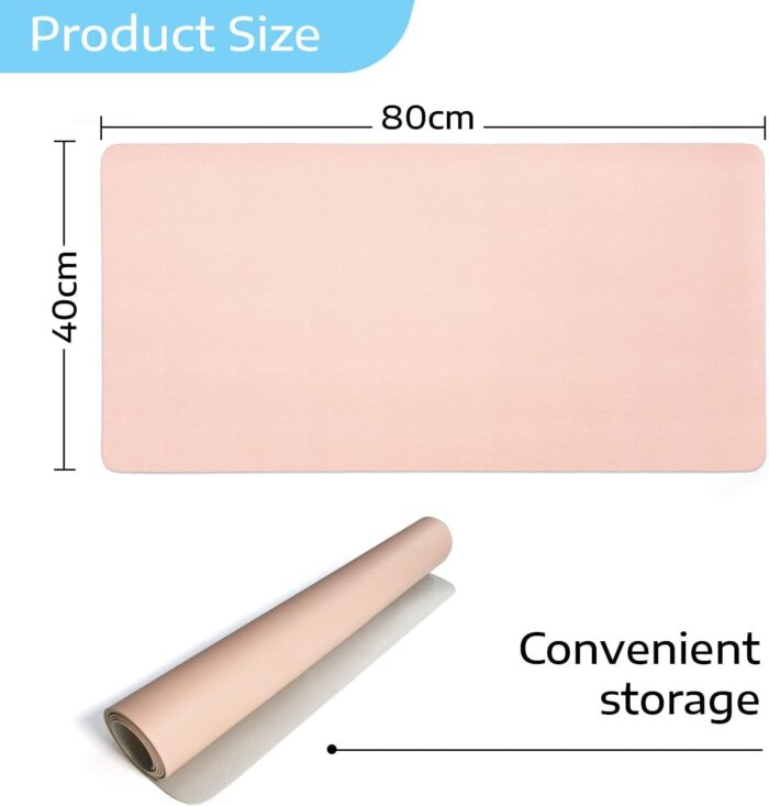 Sky-Touch Desk Pad Leather Computer Mouse Pad Office Desk Mat Extended Gaming Mouse Pad, Non-Slip Waterproof Dual-Side Use Desk Mat Protector 80 x 40cm, (Pink/White) - Image 5