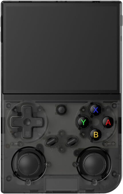 G350 Handheld Game Console , 3.5 Inch IPS Screen Linux System 3200 mAh Battery 4371 Games Preloaded , Portable Retro Video Games Console Support Wired Controller and Earphone (Transparent Black)