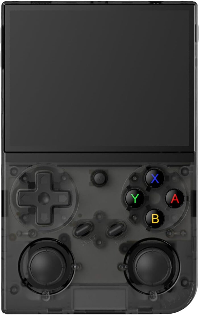 G350 Handheld Game Console , 3.5 Inch IPS Screen Linux System 3200 mAh Battery 4371 Games Preloaded , Portable Retro Video Games Console Support Wired Controller and Earphone (Transparent Black)