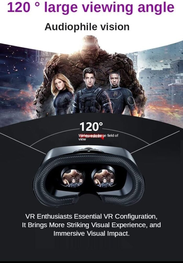 3D VR Glasses, Virtual Reality Full-Screen Wide-Angle Glasses for 5 to 7 Inch Smartphones, Adjustable Pupil & Object Distance, Myopia-Friendly with Bluetooth Remote Control (Black) - Image 5