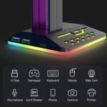 BIGTHREE RGB Headphone Stand, Gaming Headset Holder with 2 USB Charger, Cool Gaming Accessories Headset Stand, LED Headset Holder for PC Gamer Headphone Accessories - Image 6