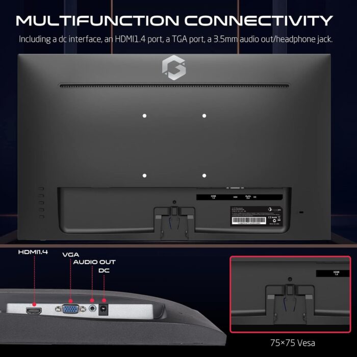 GAMEON 24 inch monitor, Full HD 1920x1080p HDMI and VGA with Ergonomic Tilt, Eye Care Technology with Blue Light Filter and Anti-Glare, Adaptive-Sync and Built-in-speakers - Image 7