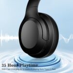 Headphones, Bluetooth 5.1 & Wireless Headphones, Active Noise Cancelling, Over 35 Hours Use, Noise Reduce 25dB, ANC Earphones, CVC 8.0 Mic for TV PC Cellphone, Hi-Fi Audio Sound, USB-C Fast Charging - Image 3
