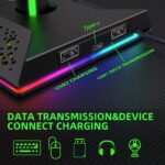 0TO1 TECH Gaming Accessories Stand, Headset Stand, Dual USB Ports, 10 Light Modes, Plus Mating PC Gaming Accessories At the Bottom, Suitable for Headsets /PS5 Controllers/Mobile Phones, Etc - Image 4