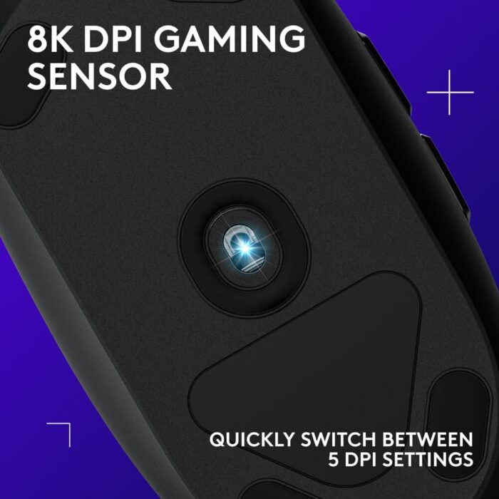 Logitech G203 2nd Gen Wired Gaming Mouse, 8,000 DPI, Rainbow Optical Effect LIGHTSYNC RGB, 6 Programmable Buttons, On-Board Memory, Screen Mapping, PC/Mac Computer and Laptop Compatible - Black - Image 2