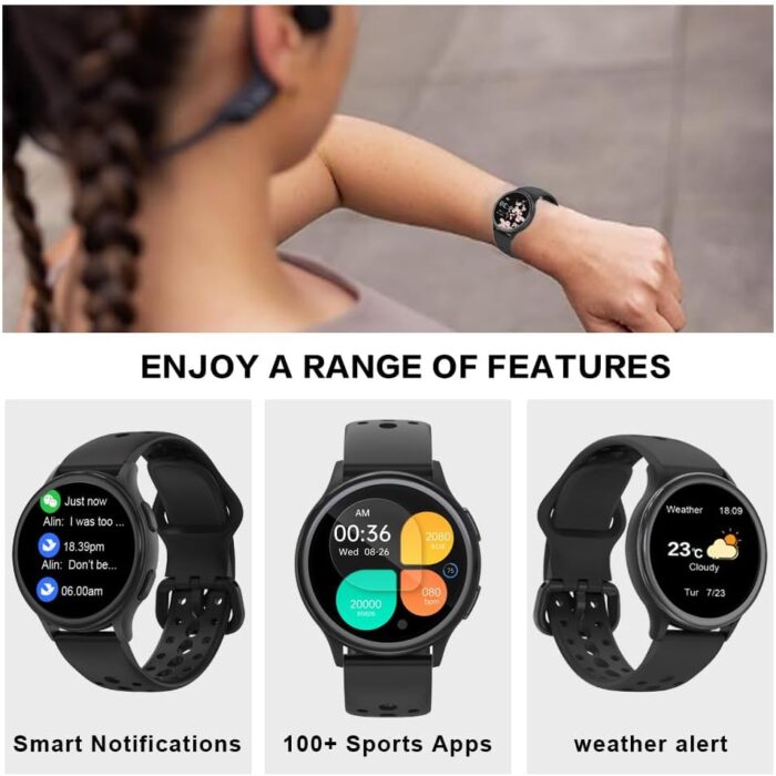 little meatball Fitness Tracker Smartwatch for Women, 1.27 Inch, 400+ Watch Faces, Calls, Female Health Tracking, 70+ Sport Modes, Heart Rate Monitor, iPhone & Android Compatible (Starlight) - Image 2