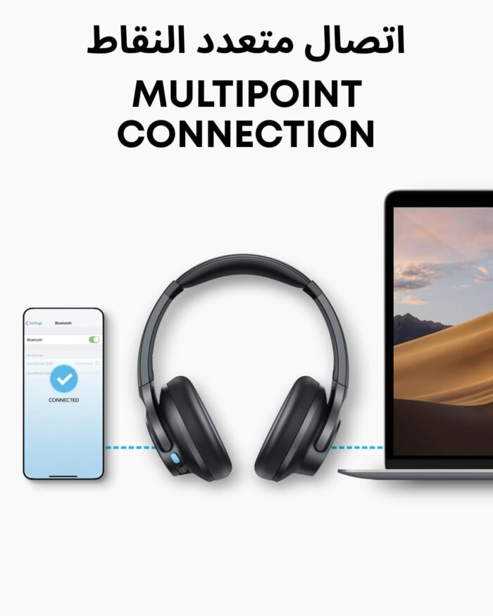 Soundcore Q11i Wireless Over-Ear Bluetooth Headphones by Anker, Deep Bass, 60H Playtime, Hi-Res Audio, Detachable Ear Cushions, Multipoint Connection - Image 6