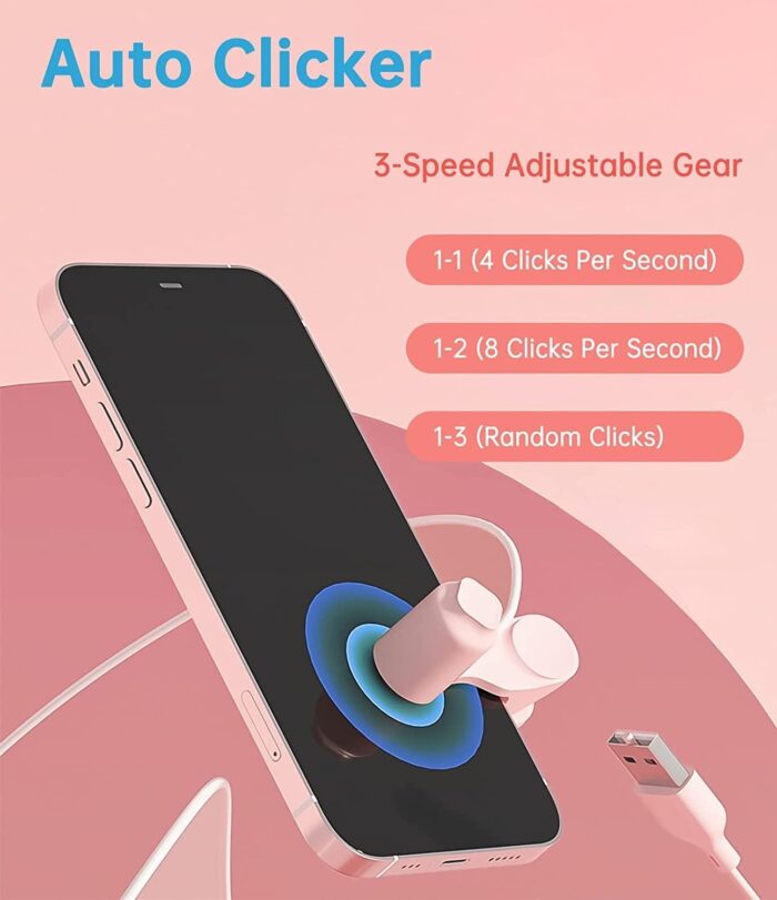 ELECDON Auto-clicker Device for Mobile Phone and Tablet Computer Screen, Simulated Finger Clicking USB Simulator for Gaming, Shopping, Giving a Like in Tiktok, Lightning Deal, Live Broadcasts (Pink) - Image 2