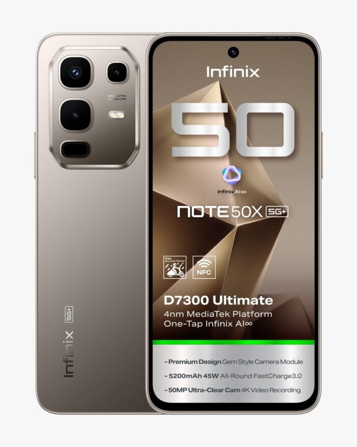 Infinix NOTE 50X 5G X6857 Smartphone | Powerful 16GB RAM (8+8 Extended) + 256GB Storage | Ultra Fast Octa-Core Processor | High-Resolution Display | Long-Lasting Battery | Titanium Grey