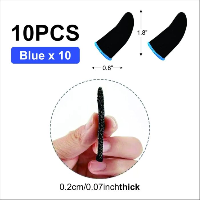 GENDA PUBG Mobile Phone Finger Sleeves for Gaming | Anti-Sweat Breathable Finger Sleeve Gloves for Gaming | Thumb Sleeves Mobile Gaming | Gamer Gloves | Pack of 10 (Blue) - Image 2