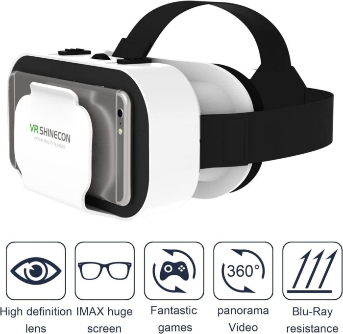 BIGTHREE Virtual Reality Goggles, 3D VR Glasses, HD VR Goggles, Adjustable Pupil Distance and Object Distance, Ideal for Immersive Gaming and Movies, Gift for Kids and Adults, White. - Image 4