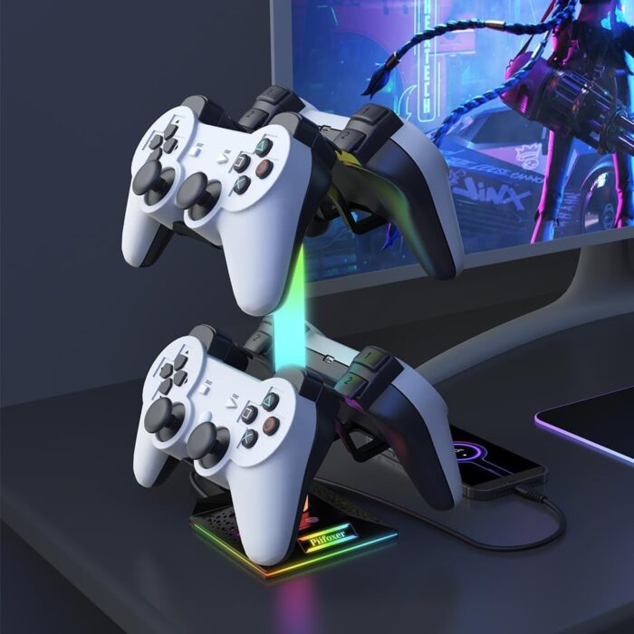 0TO1 TECH Gaming Accessories Stand, Headset Stand, Dual USB Ports, 10 Light Modes, Plus Mating PC Gaming Accessories At the Bottom, Suitable for Headsets /PS5 Controllers/Mobile Phones, Etc - Image 8