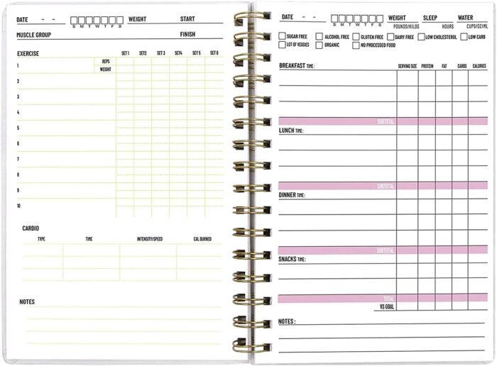 ceiba tree Food and Fitness Journal Meal Journal Diary Workout Wellness Log Notebook Planner Weight Loss Diet Meal Exercise Training Health Tracker 6.1" x 8.5" Hard Cover - Image 5