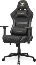 Cougar Armor One V2 Gold F Gaming Chair, Woven Fabric Surface, 4D Folding Armrests, 155° Reclining, Piston Lift Height Adjustment, Up to 120 kg Weight Support - Black & Gold - Image 4