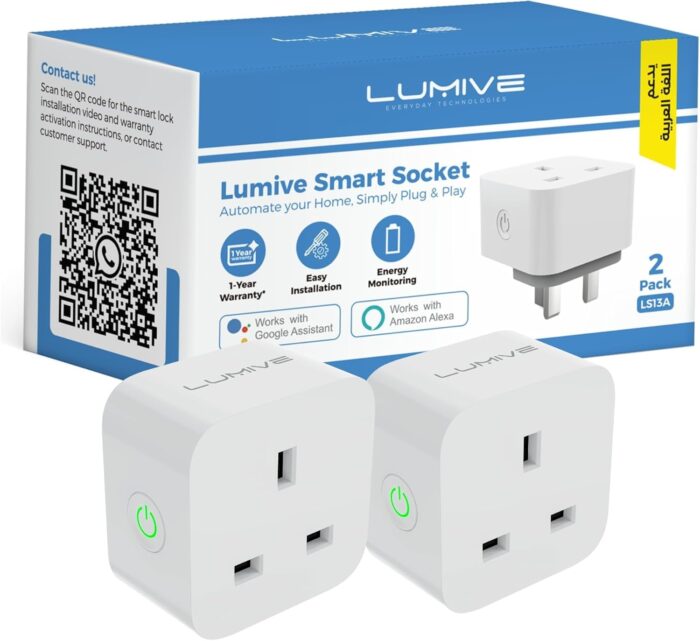 Lumive Smart Plug Works with Alexa Google Home WiFi Smart Home Timer Remote Control Energy Consumption Monitoring 16A 110V/220V (16A)