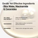 ANUA Rice 70 Glow Milky Toner, for Glass Skin, Rice Water, Niacinamide, Ceramides, Panthenol, Non comedogenic, Fungal Acne Safe, Korean Skin Care, 250ml/8.45fl.oz. - Image 4