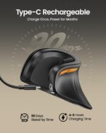 ProtoArc Ergonomic Mouse, EM11 NL Bluetooth Rechargeable Wireless Vertical Mouse, 3 Multi-Device Connectivity for Computer/PC/Laptop, 2.4GHz Optical Mice for Windows, Mac OS, Black - Image 3