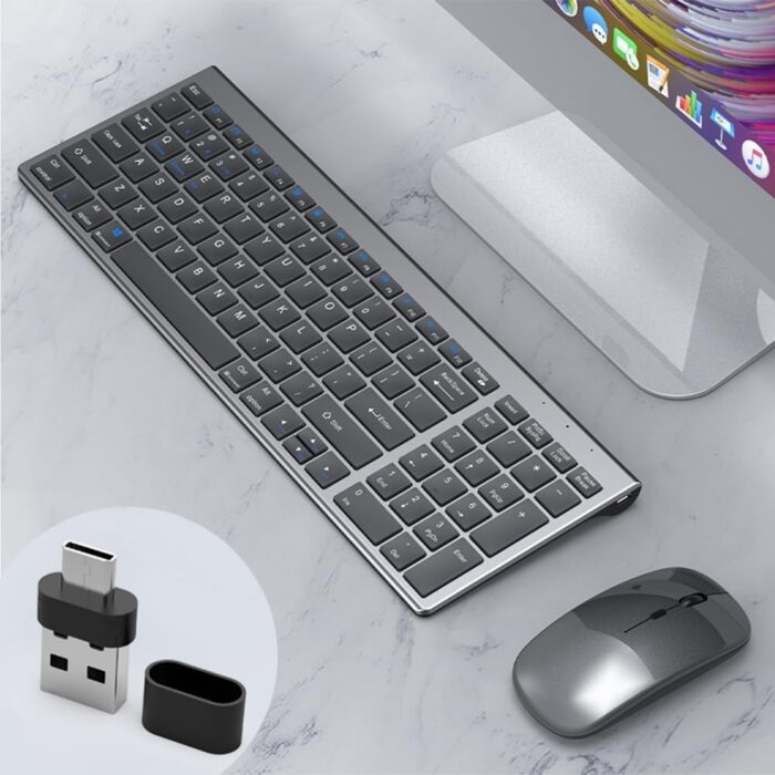 Necomi Rechargeable Keyboard and Mouse Wireless,USB A & Type C Receiver 2.4G Mouse and keyboard,Type C charging(English+Arabic) - Image 8