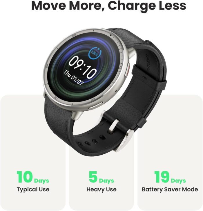 Active 2 premium version Smart Watch 44mm, 10 Day Battery, Fitness Tracker, Sleep Monitor, GPS Maps, 160+ Sport Modes,Water Resistant, Black Leather Premium Strap, With 2 straps leather & normal. - Image 5