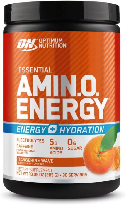 Optimum Nutrition (ON) Amino Energy Plus Electrolytes Powder – Pre Workout, Bcaas, Amino Acids, Keto Friendly, Anytime Energy Powder – Tangerine Wave, 285 G, 30 Servings
