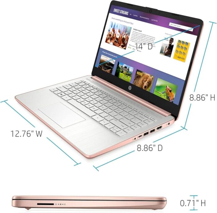 HP 14s Laptop with 14" Diagonal HD Touch Screen Display - Intel Pentium Silver N5030 Processor - Intel UHD Graphics- Backlit keyboard - 8GB DDR 4 Ram - 512GB NVMe SSD Win 11 - Rose Gold - Image 5