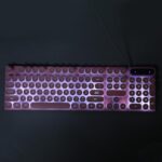 Zudoo Retro Wired Gaming Keyboard, Led Backlit Typewriter Style Mechanical Gaming Keyboard with 104 Round Keys, Multimedia Keys, Ergonomic USB Keyboard for Office Desktop Laptop (Pink) - Image 4