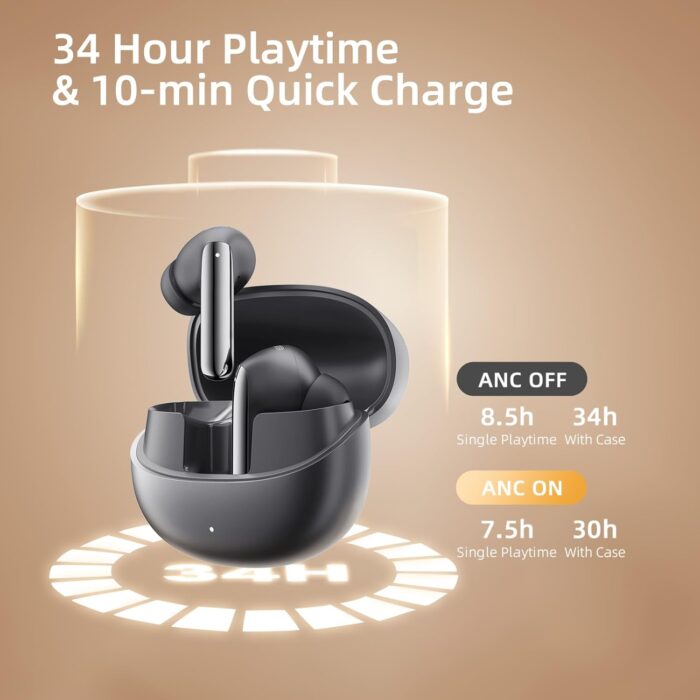 QCY MeloBuds Pro Adpative Active Noise Cancelling Wireless Earbuds, Reduce Noise by Up to 99%, Wireless LDAC Hi-Res Audio Bluetooth 5.3 Earphones, 34H Playtime, Comfortable Fit, Custom EQ via App - Image 7