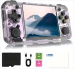 RG35XX H Retro Handheld Game Console, 3.5" IPS Screen Portable video Game Console ,3300 mAh Built in 64G Card & 5528 Games, Linux System Support WiFi Bluetooth (Purple(64G))