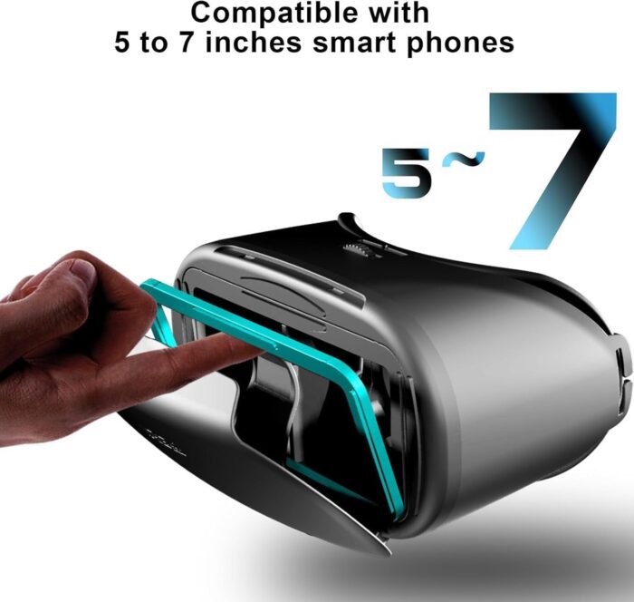 3D VR Headset for iPhone & Android, Adjustable Virtual Reality Glasses with Controller, Compatible with 5.0"-7.0" Phones, HD Anti-Blue Lenses, Comfortable PU Leather - Ideal for Movies & Mobile Games - Image 2