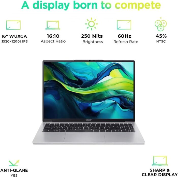 Acer Aspire Lite 16" Laptop AL16-52P-52JZ | 13th Gen Intel Core i5-1334U | 16GB DDR5 RAM | 512GB SSD | UHD Graphics | IPS ComfyView Display | Windows 11 Pro (UPGRADED) - Light Silver - Image 3