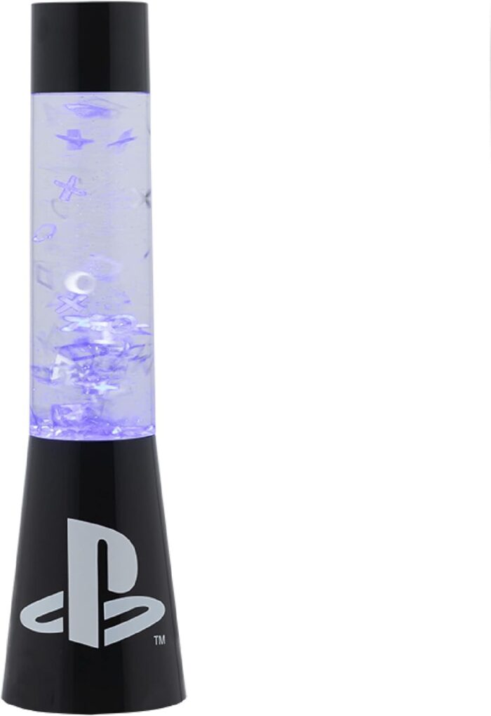 Paladone | Sony PlayStation Glitter Liquid Mood Light with Floating Controllers & Icons | Officially Licensed Sony PlayStation Merchandise | PS5 | Lava Lamp | Desk Lamp | Bedside Light | Gaming Decor