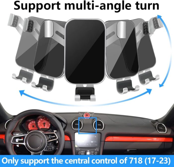 LUNQIN Car Phone Holder for Porsche 718 2017 2018 2019 2020 2021 2022 2023 2024 2025 Cayman Convertible Coupe Boxster Spyder GTS Auto Accessories Best Cell Phones Mount Cellphone Mobile Cradle Stand - Image 4