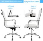 Furmax New Furmax Ribbed Office Desk Mid-Back Pu Leather (White) - Image 6