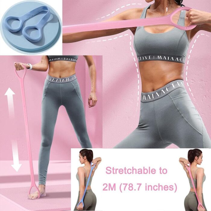 Goodern Figure 8 Resistance Band,Arm Back Shoulder Exercise Elastic Rope,Stretch Fitness Band for Yoga Pilates Stretching Elasticity Arm Back Chest,Resistance Band Elastic Exercise Equipment - Image 3
