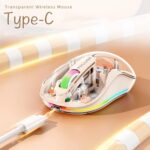 PUCHEN Upgraded Wireless Gaming Mice, Ergonomically Designed, Fully Transparent PC Shell, Adjustable DPI Silent Mouse, 3 Modes 2.4G/BT 1/BT 2 Mouse, Rechargeable Quiet Mouse (Khaki) - Image 3