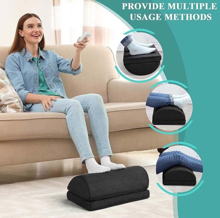 Swift Adjustable Memory Foam Foot Rest for Under Desk - Ergonomic Foot Rest for Office and Gaming Chairs, Back and Hip Pain Relief (Black) - Image 6
