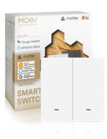 MOES Smart Switch with Matter Protocol | Tuya Smart Life | No Hub Required | Compatible with Apple Home, Alexa, Google Home | Voice Control & Remote Control | Requires Neutral Line | 2 Gang White