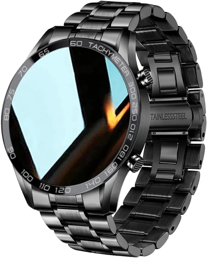 FILIEKEU 1.3in Full Touch Screen IP67 Waterproof Stainless Steel Men’s Activity Fitness Tracker Smartwatch
