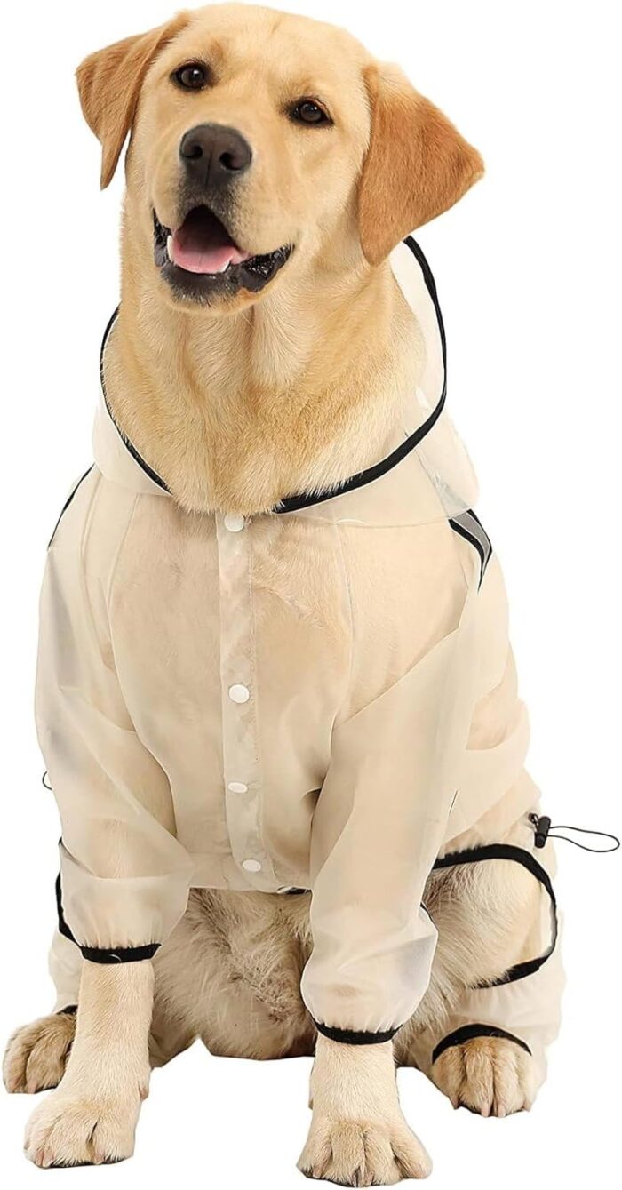 Olsa Dog Raincoat, Dog Hooded Slicker Poncho, 4 Legs Dog Rain Jacket with Reflective Stripe, Transparent Water Proof Resistant Dog Rain Snow Clothes for Small Medium Large Dogs - Image 6