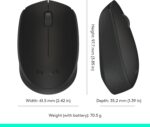 Logitech M171 Wireless Mouse for PC, Mac, Laptop, 2.4 GHz with USB Mini Receiver, Optical Tracking, 12-Months Battery Life, Ambidextrous - Black - Image 3