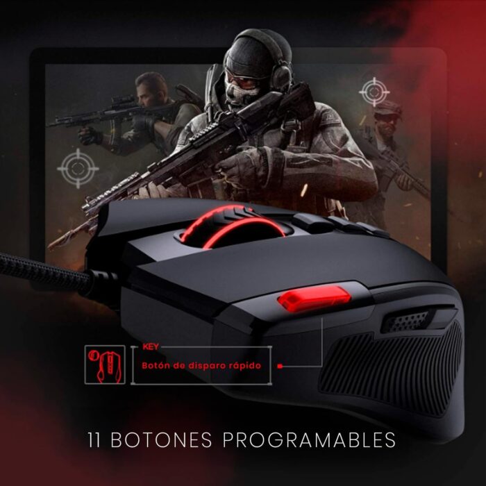 Redragon M612 Predator RGB Gaming Mouse, 8000 DPI Wired Optical Gamer Mouse with 11 Programmable Buttons & 5 Backlit Modes, Software Supports DIY Keybinds Rapid Fire Button - Black - Image 5