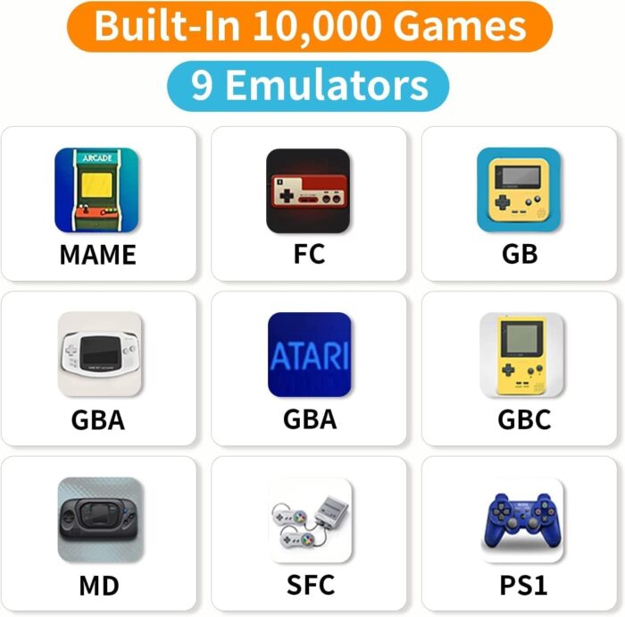 YU WELL Wireless Retro Game Console, Plug & Play Video TV Game Stick With 10000+ Games Built-in, 9 Emulators, 4K HDMI Output for TV with Dual 2.4G Wireless Controllers - Image 2