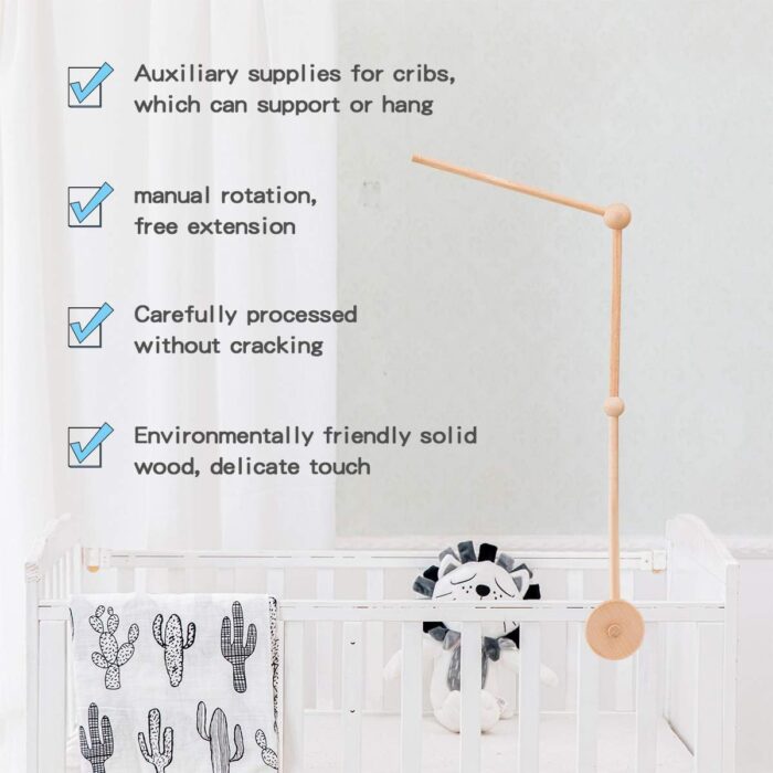 let's make (PMZ105101-1P HJ) - Wooden Baby Mobile Crib Holder,Wooden Mount for Mobile Hanging, Baby Crib Attachment for Nursery Decor - Image 4