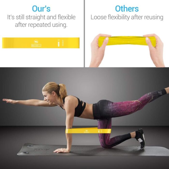 TechStone Resistance Bands Set for Men and Women, Pack of 5 Different Resistance Levels Elastic Band for Home Gym Long Exercise Workout – Great Fitness Equipment for Training, Yoga – Free Carrying Bag - Image 5