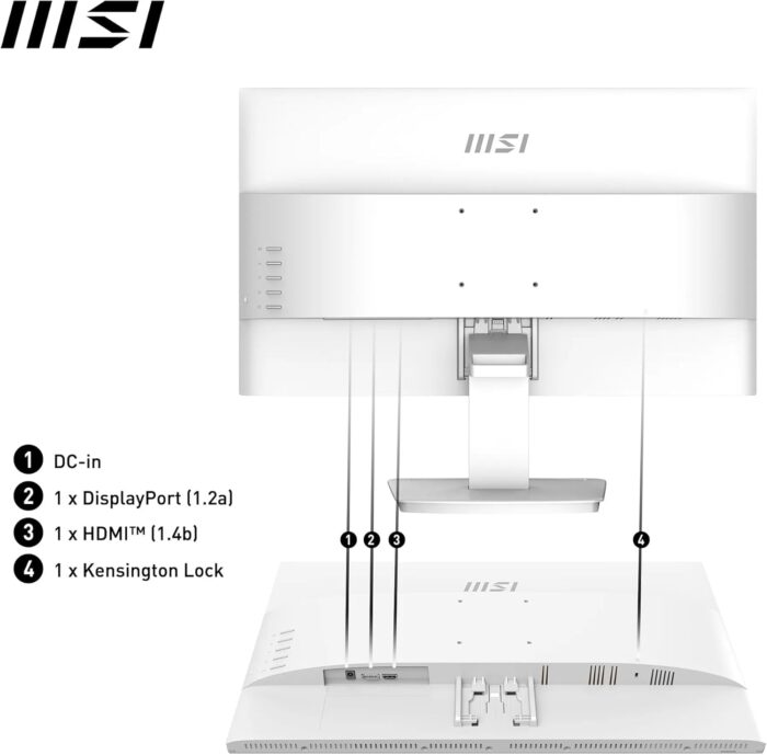 MSI PRO MP2412W 23.8 Inch Full HD Office Monitor - 1920 x 1080 Wide View Panel, 100 Hz, Eye-Friendly Screen, VESA Mountable, Built-in Speakers, Display Kit Support, Tilt Adjustable - HDMI 1.4b, DP 1.2 - Image 7