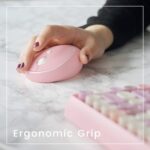 Perixx PERIDUO-713 Wireless Mini Keyboard and Mouse Combo, Retro Round Key Caps, Pastel Pink, US English Layout - Image 6