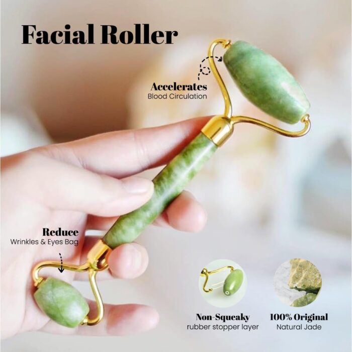 ROSELYNBOUTIQUE Gua Sha & Jade Roller for Face Set Self Care Gifts for Women - Facial Skin Care Tools Muscle Roller Massager Relaxing Relieve Wrinkles - Natural Healing Crystal Stone - Image 2